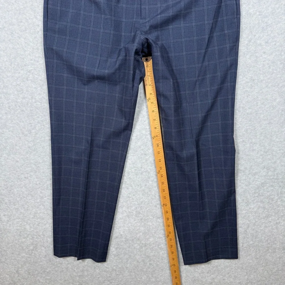 Lauren Ralph Lauren Mens Navy Blue Windowpane Plaid Dress Pants 36x29 Fits 36x27